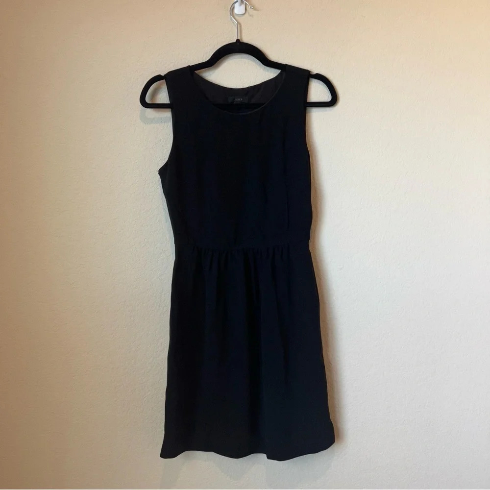 J Crew Black Crepe Sleeveless Camille Cocktail Office Dress